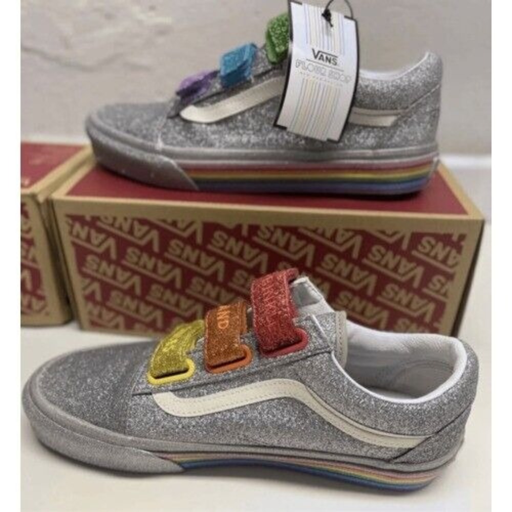 Vans Sneakers Flour Shop Silver‎ Rainbow Women's Size 5 New